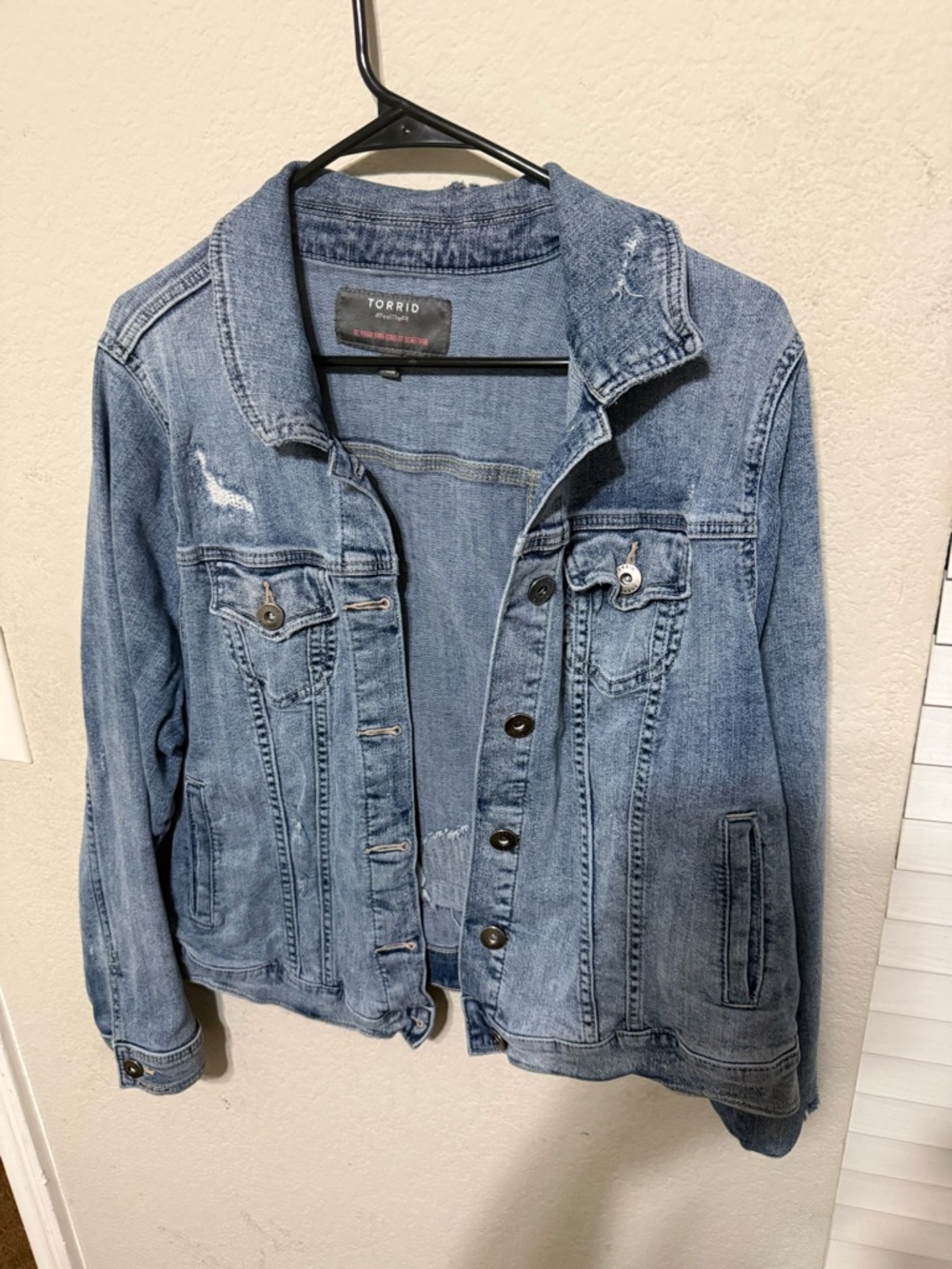 torrid Distressed Light Blue Denim Jacket